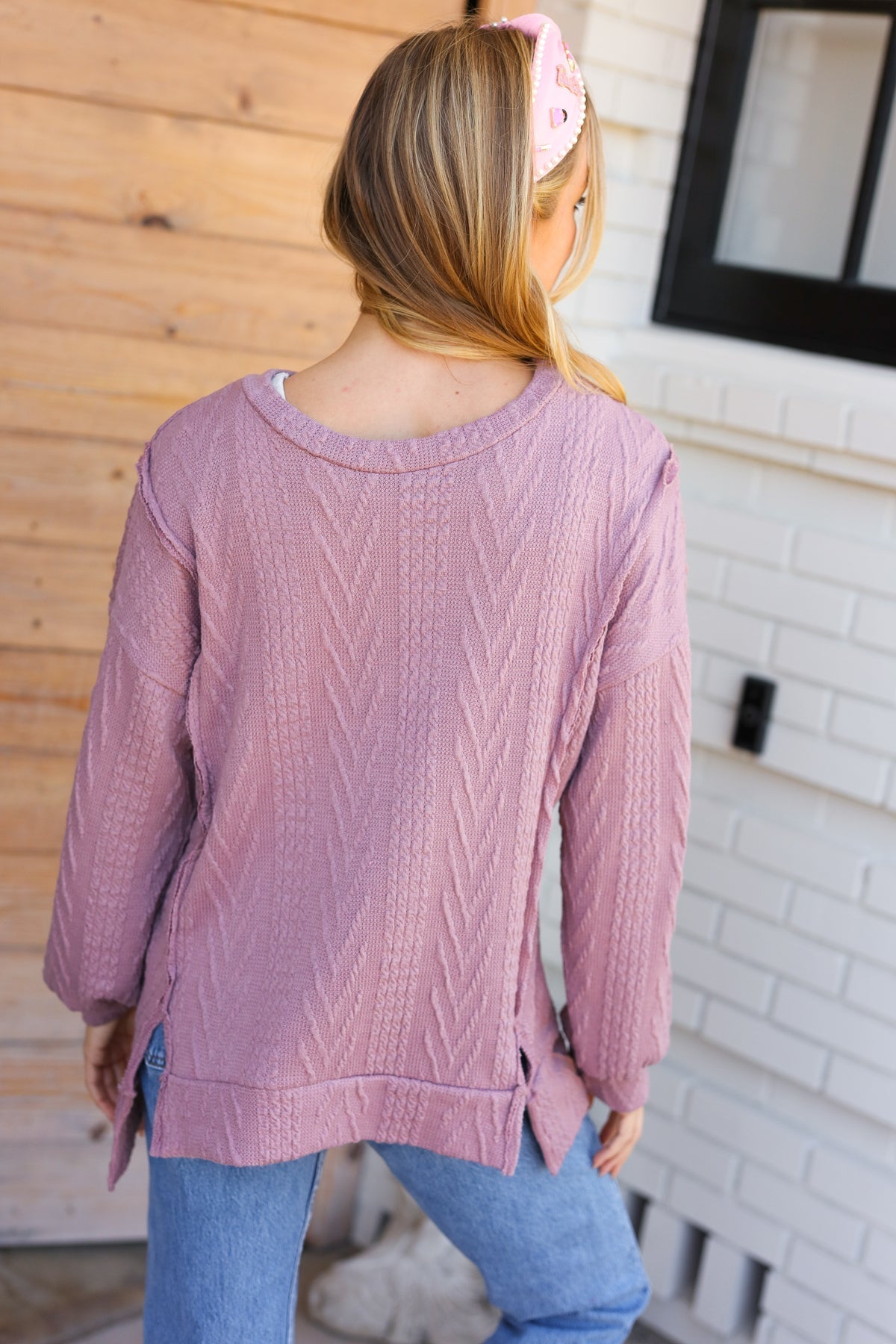 Casual Kabelgreide Trui Paars - Sara