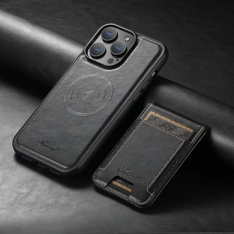 Premium Lederen iPhone Hoesje met Kaartenvak | Duurzaam & Draadloos Oplaadbaar