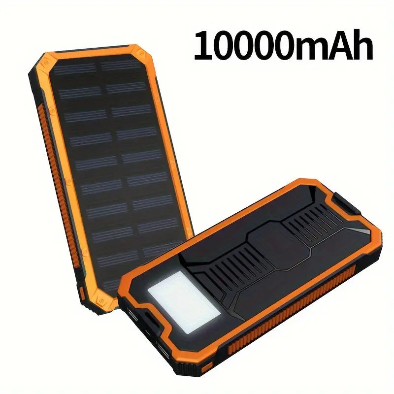 SunCharge 10000mAh Zonne-energie Power Bank - Draagbare Oplader met Dubbele Uitgang en LED-licht, Universele Compatibiliteit, Oplaadbare Lithium-Polymeer Batterij