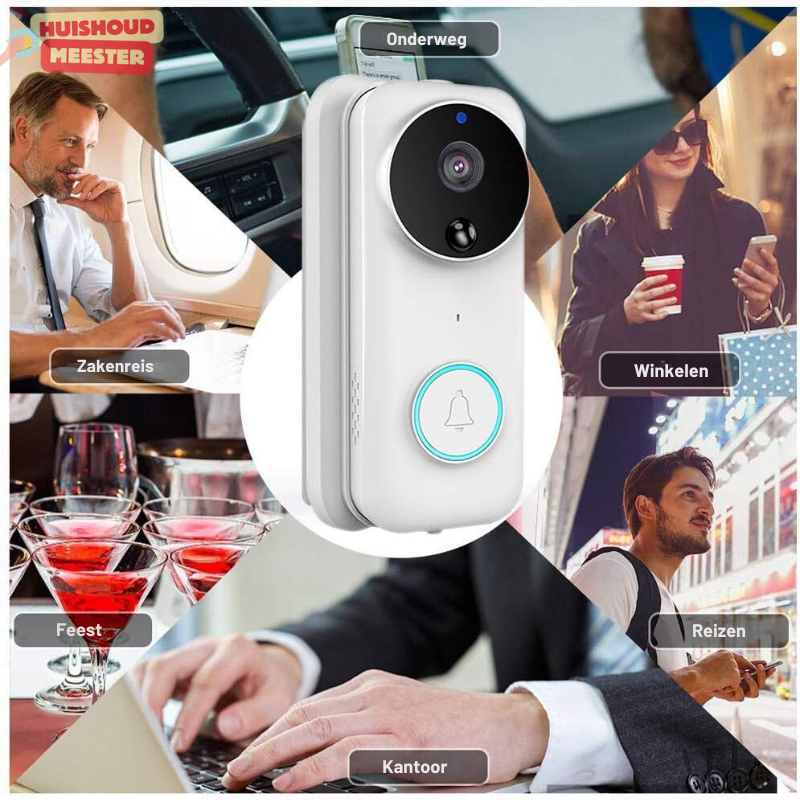 Slimme WiFi Deurbel met Camera & Alarm - Beveiliging in HD - Wit Design