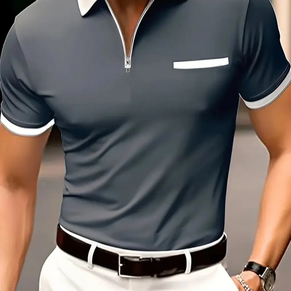Ademend V-hals golfshirt voor heren