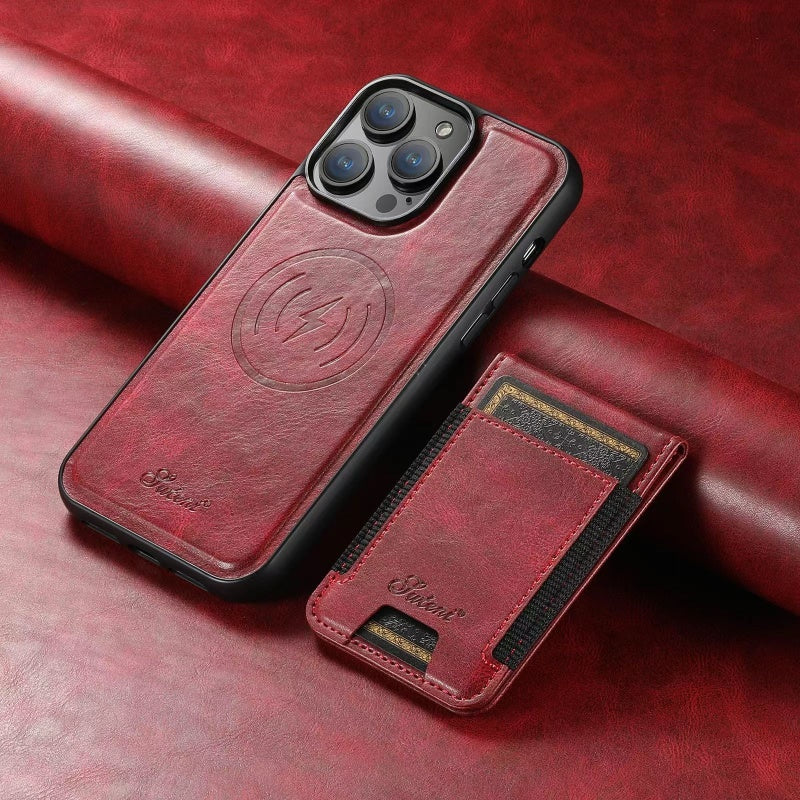 Premium Lederen iPhone Hoesje met Kaartenvak | Duurzaam & Draadloos Oplaadbaar