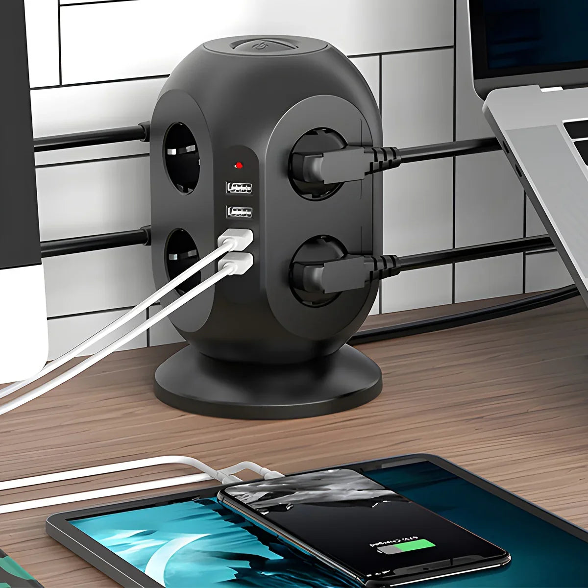 EasyBright - Multifunctionele Stekkertoren - 4-USB Aansluitingen En 8 Stopcontacten