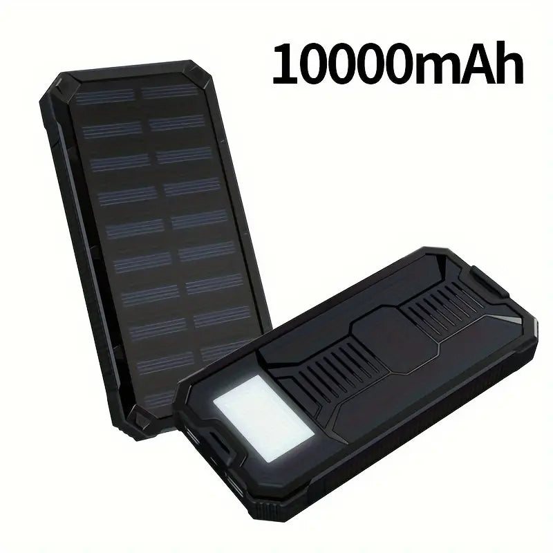 SunCharge 10000mAh Zonne-energie Power Bank - Draagbare Oplader met Dubbele Uitgang en LED-licht, Universele Compatibiliteit, Oplaadbare Lithium-Polymeer Batterij