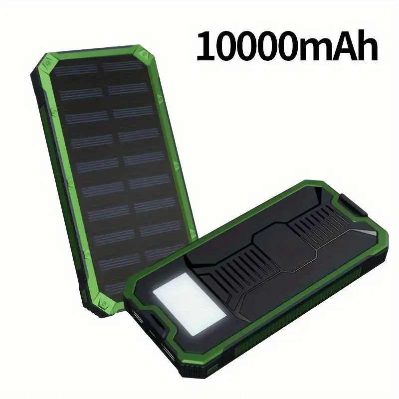SunCharge 10000mAh Zonne-energie Power Bank - Draagbare Oplader met Dubbele Uitgang en LED-licht, Universele Compatibiliteit, Oplaadbare Lithium-Polymeer Batterij