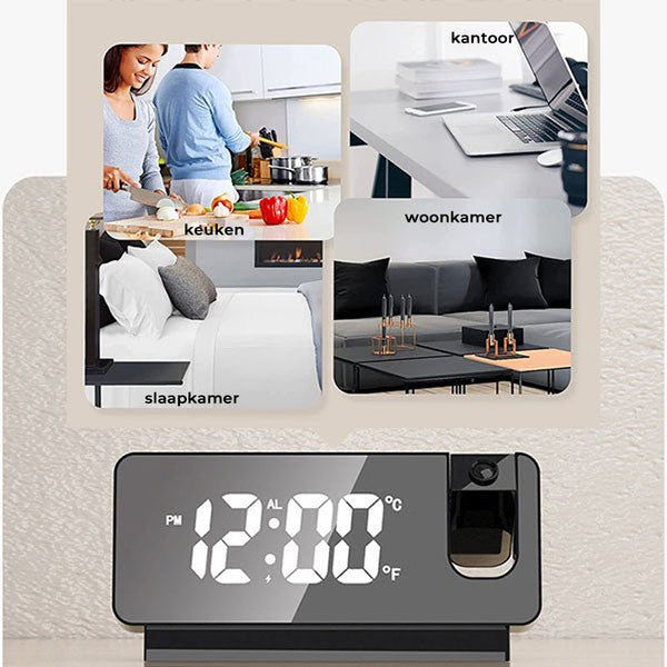 Digitale Alarm Clock Met Projector - Multifunctionele Wekker Klok met Projectie - Aurina