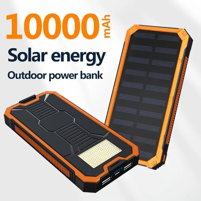 SunCharge 10000mAh Zonne-energie Power Bank - Draagbare Oplader met Dubbele Uitgang en LED-licht, Universele Compatibiliteit, Oplaadbare Lithium-Polymeer Batterij