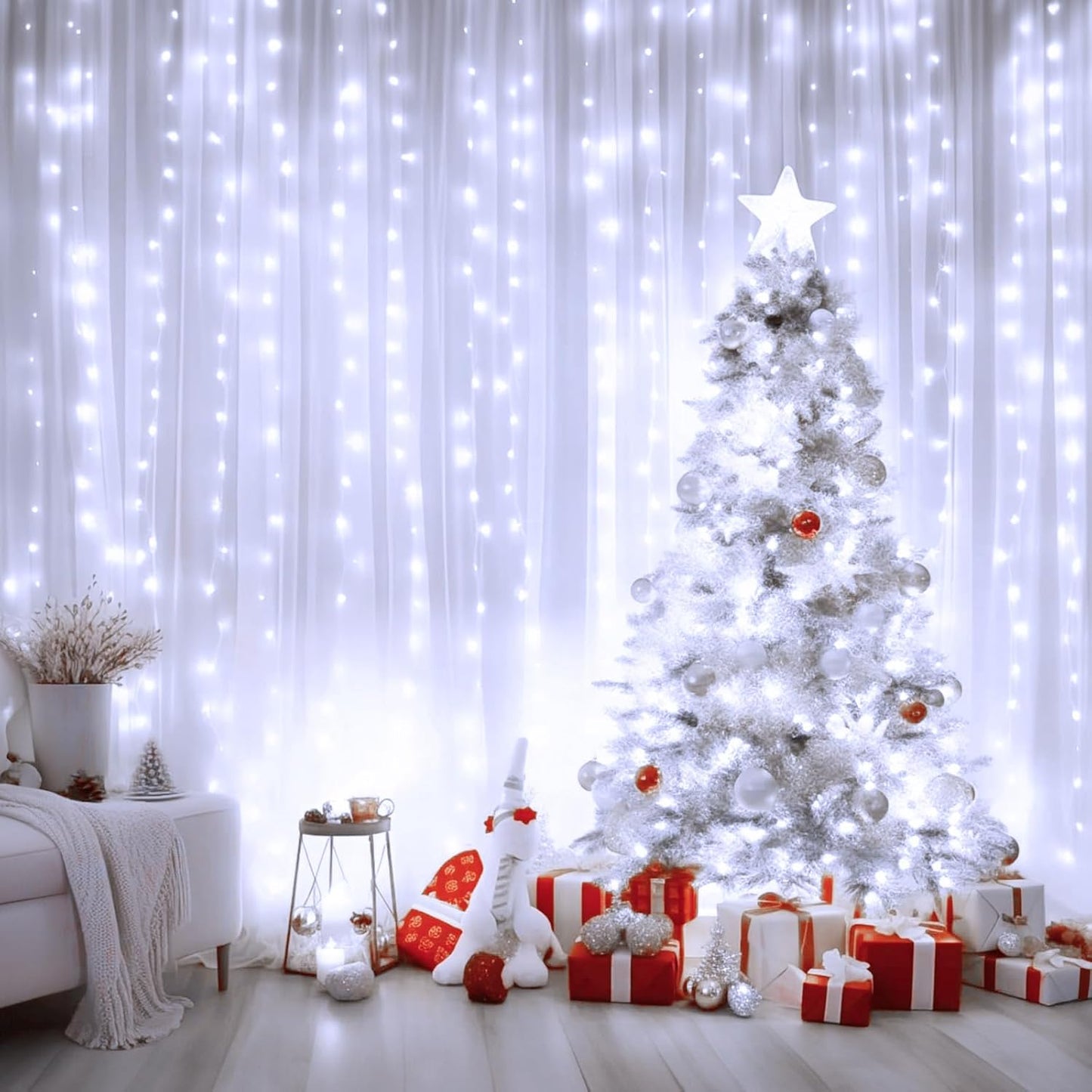 LumaCurtain 300 LED Gordijnverlichting | Dimbare Fairy Lights met Timer & USB Voeding - Warm Wit