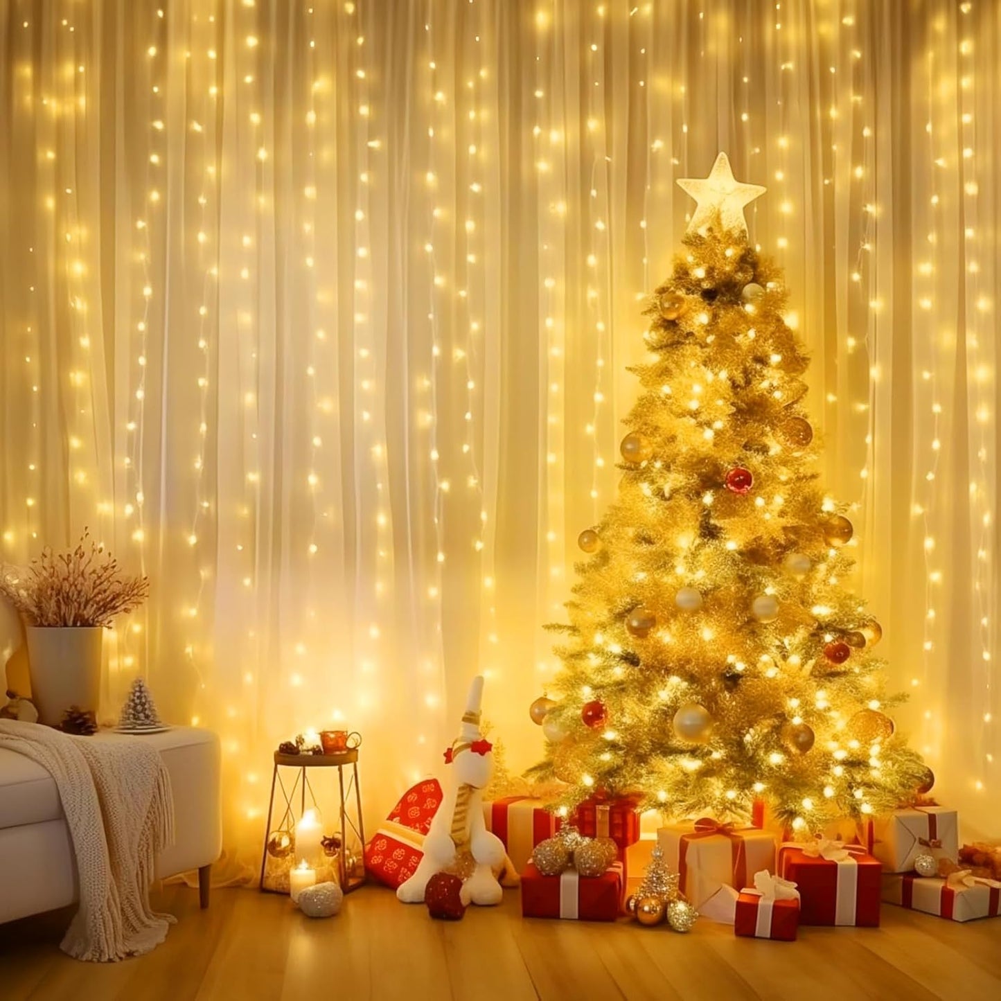 LumaCurtain 300 LED Gordijnverlichting | Dimbare Fairy Lights met Timer & USB Voeding - Warm Wit