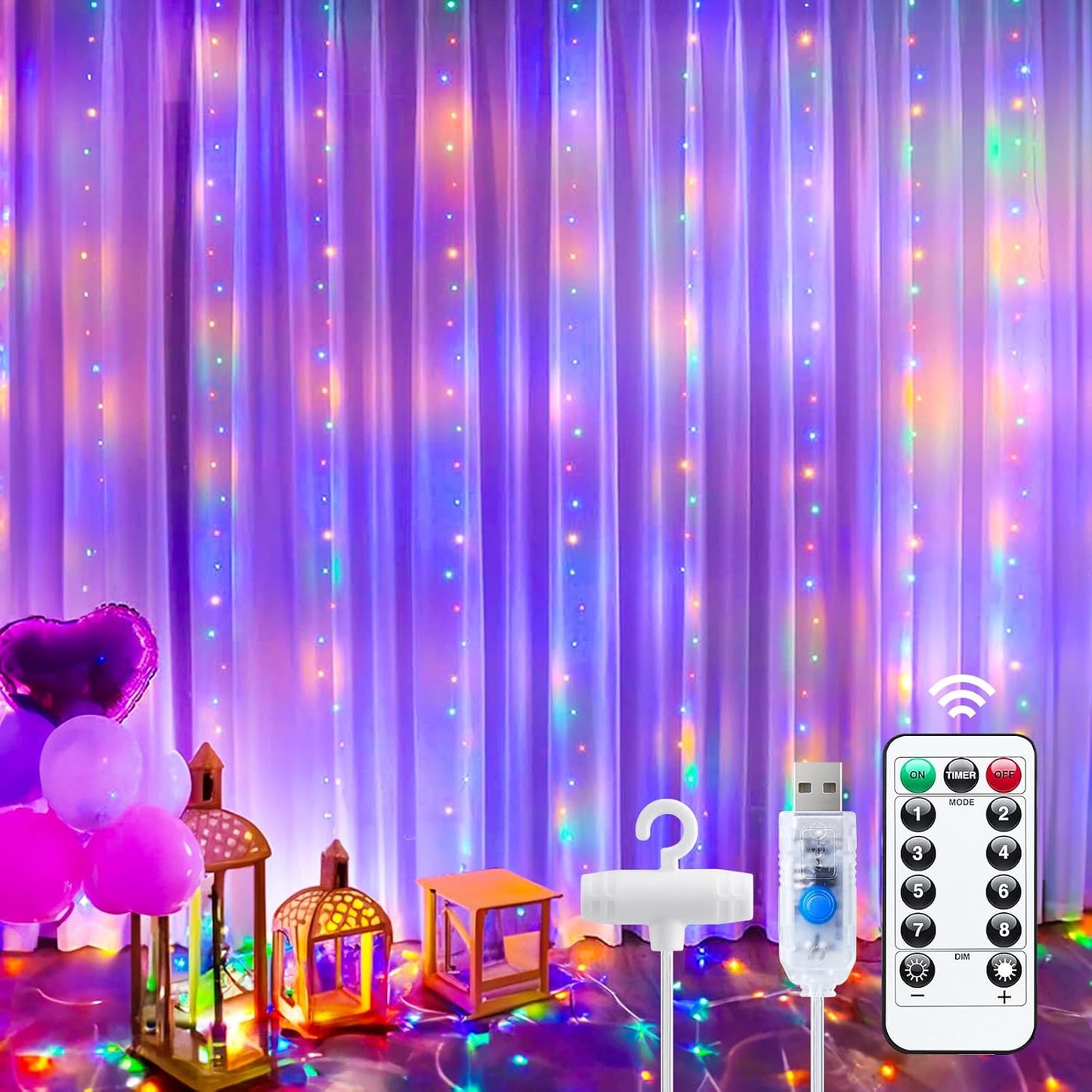 LumaCurtain 300 LED Gordijnverlichting | Dimbare Fairy Lights met Timer & USB Voeding - Warm Wit