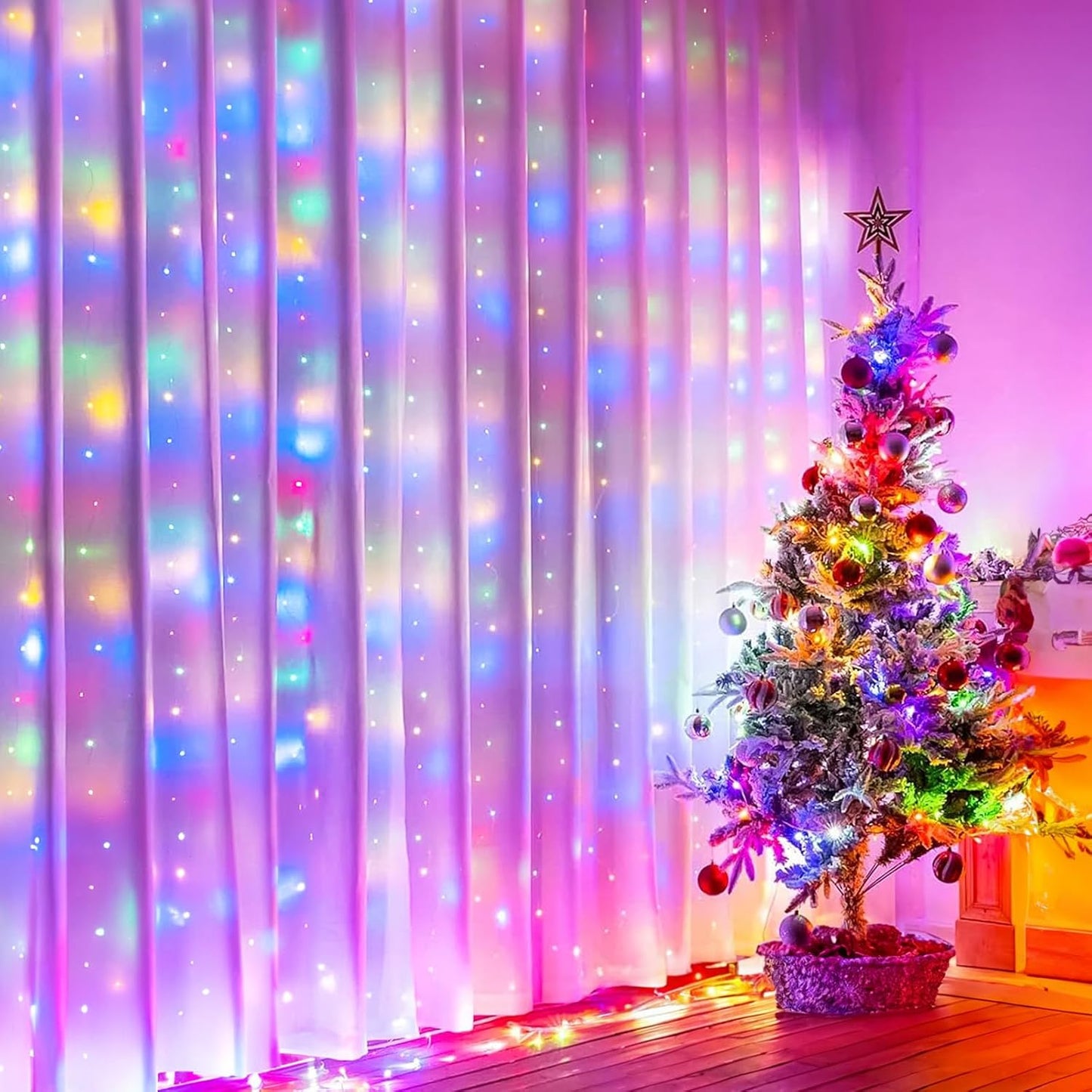 LumaCurtain 300 LED Gordijnverlichting | Dimbare Fairy Lights met Timer & USB Voeding - Warm Wit