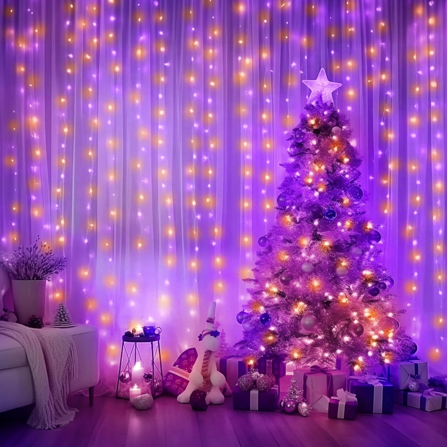 LumaCurtain 300 LED Gordijnverlichting | Dimbare Fairy Lights met Timer & USB Voeding - Warm Wit