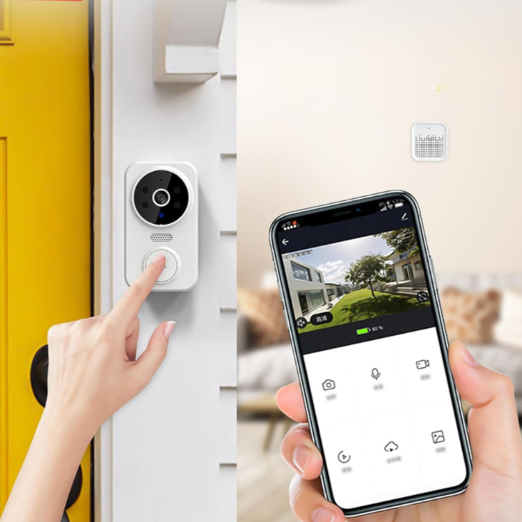 Slimme WiFi Deurbel met Camera & Alarm - Beveiliging in HD - Wit Design