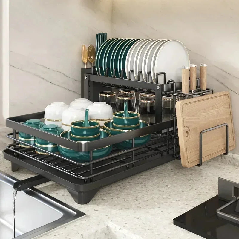 Verstelbaar Afwas keukenrek - RVS Afdruiprek Voor De Keuken - Compact En Handig