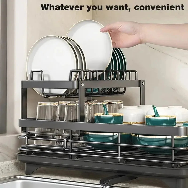 Verstelbaar Afwas keukenrek - RVS Afdruiprek Voor De Keuken - Compact En Handig