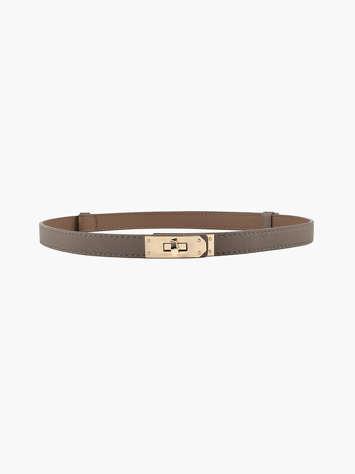 Dunne leren riem elegant verstelbare riem dames met goude gesp goud detail grijs