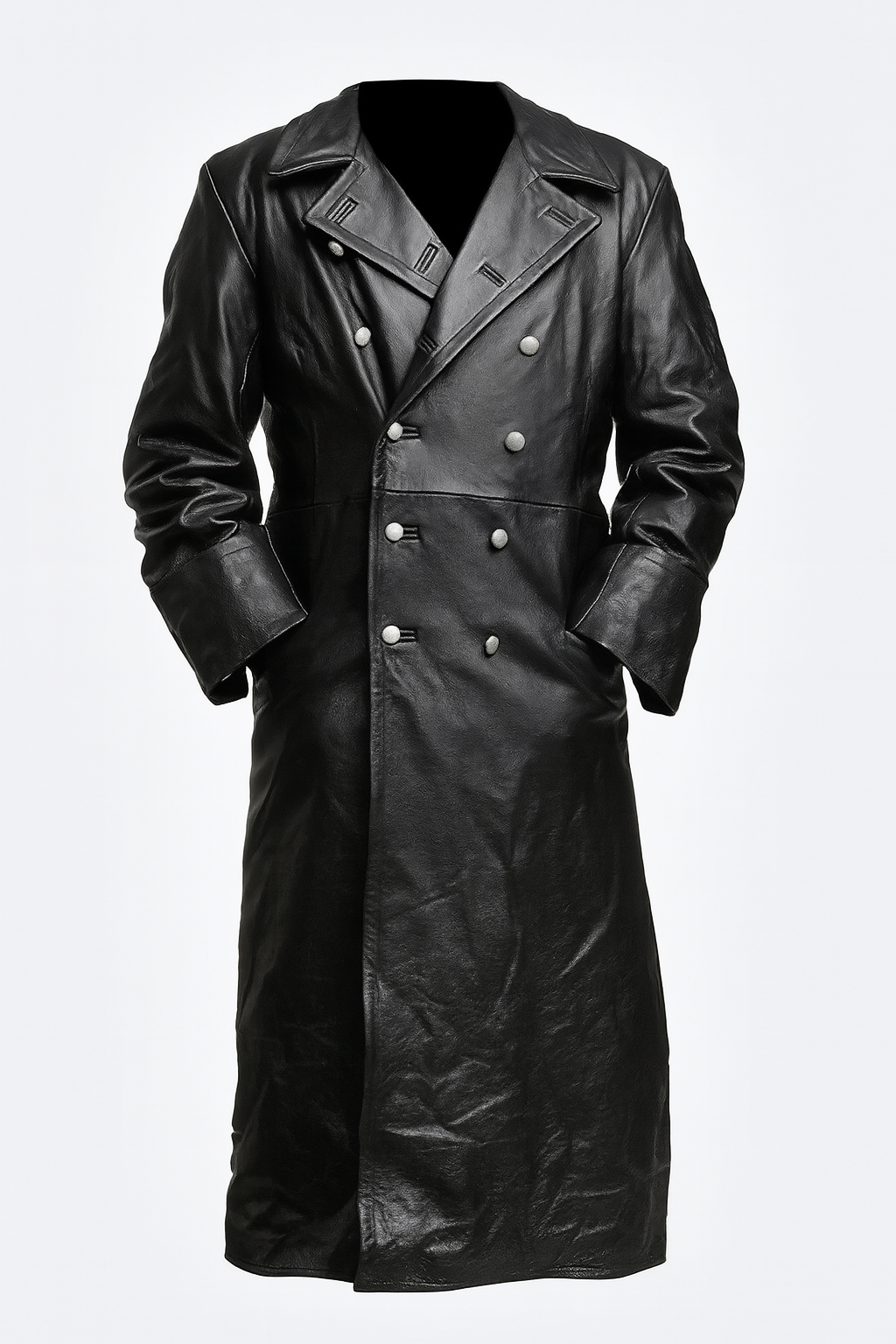 Iconische gotische leren trenchcoat in WO2-stijl voor heren
