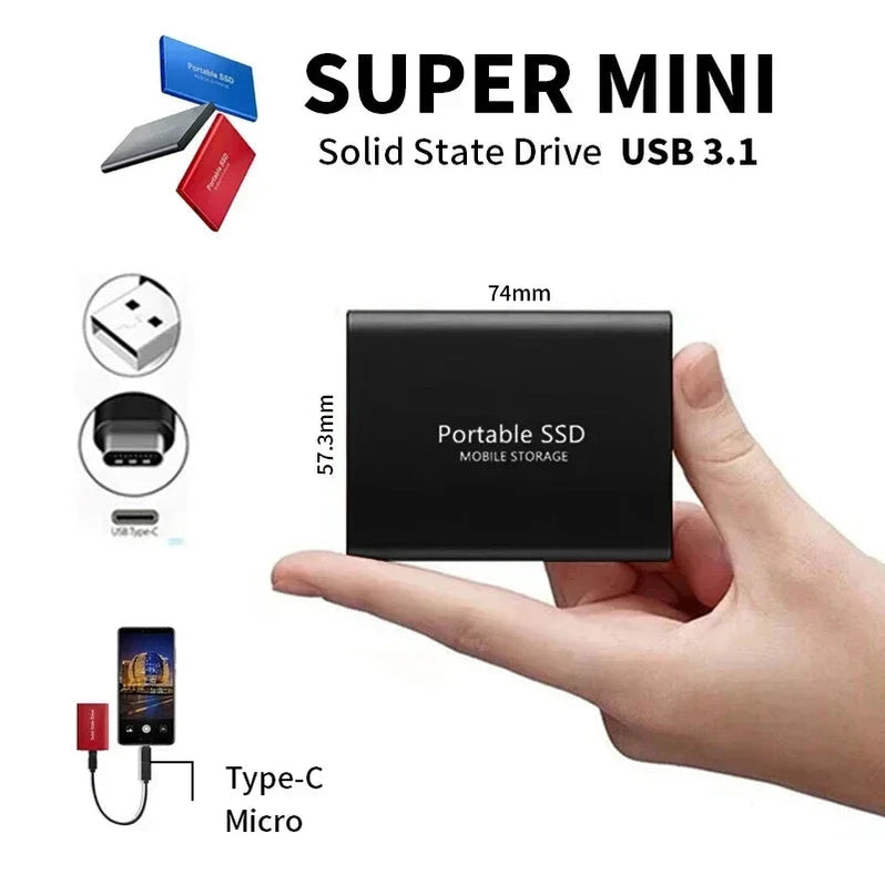 TechMaster - Supersnelle Externe SSD Opslag 5TB - Mini Externe SSD - Hoge Snelheid Opslag Voor Laptop En Pc - Apple En Microsoft
