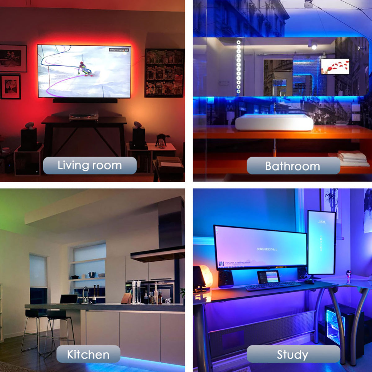GlowStrip RGB LED Strip Licht – Waterdichte TV Achterverlichting met Afstandsbediening (1m, 2m, 3m)
