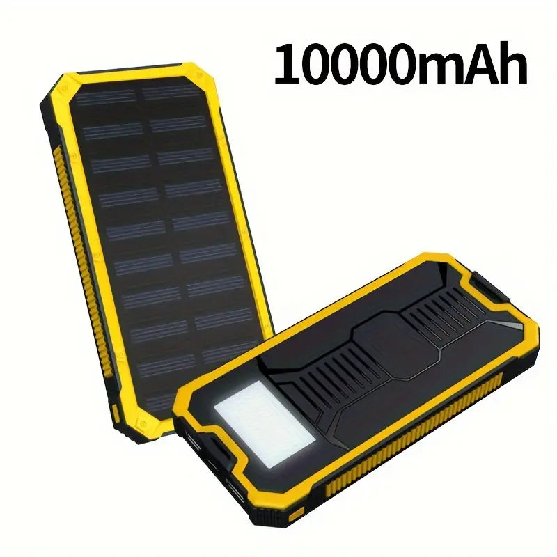 SunCharge 10000mAh Zonne-energie Power Bank - Draagbare Oplader met Dubbele Uitgang en LED-licht, Universele Compatibiliteit, Oplaadbare Lithium-Polymeer Batterij