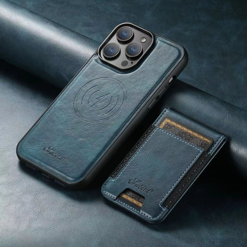 Premium Lederen iPhone Hoesje met Kaartenvak | Duurzaam & Draadloos Oplaadbaar