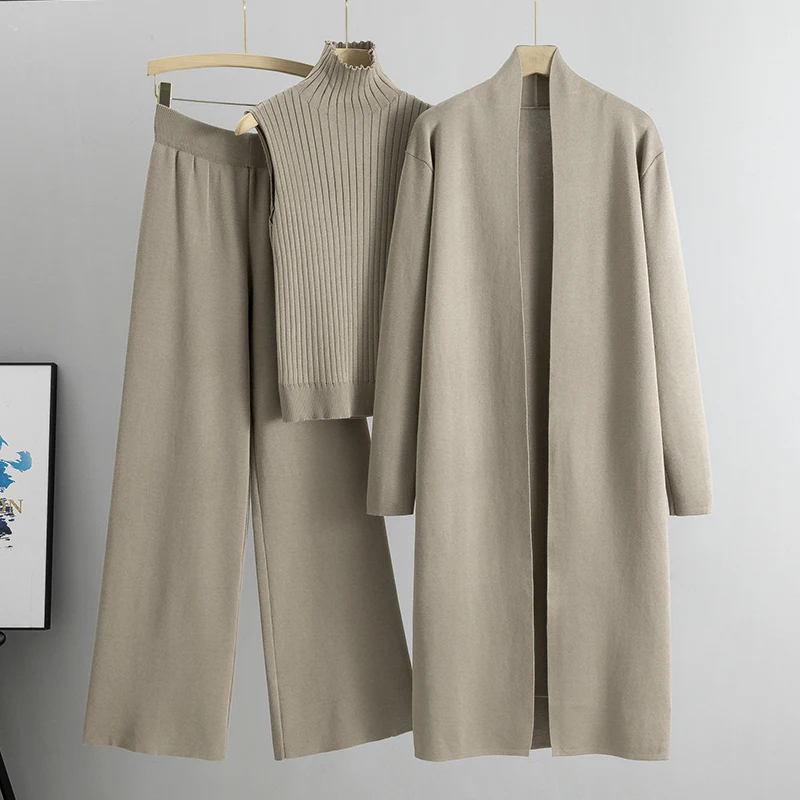 Casual 3 Delige Set Voor Dames, Wijde Broek, Top En Lang Vest - Zara