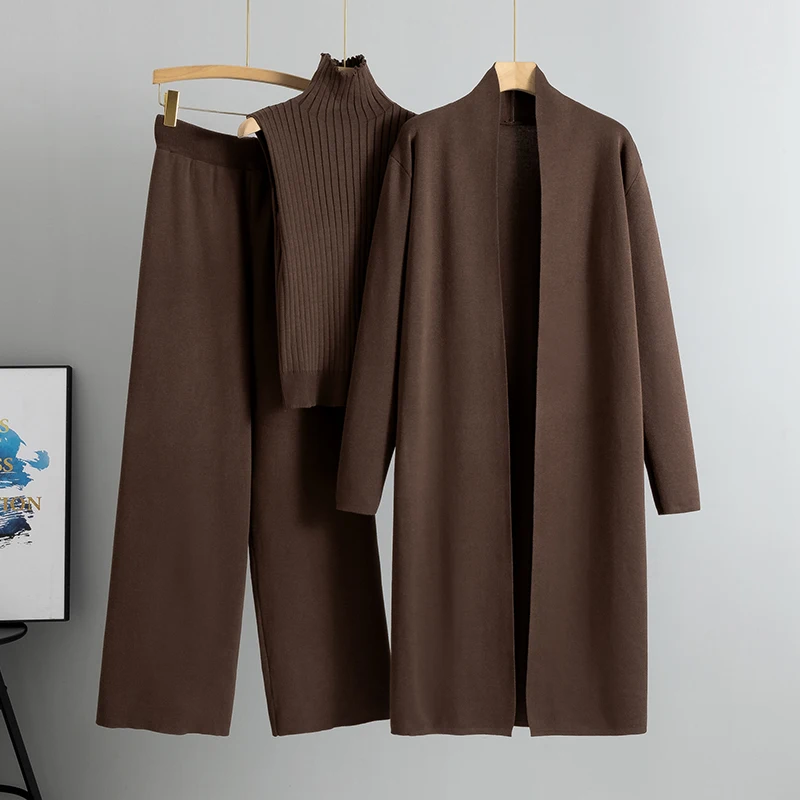 Casual 3 Delige Set Voor Dames, Wijde Broek, Top En Lang Vest - Zara