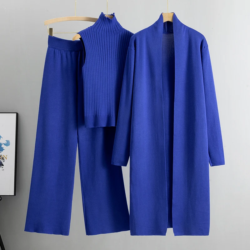 Casual 3 Delige Set Voor Dames, Wijde Broek, Top En Lang Vest - Zara