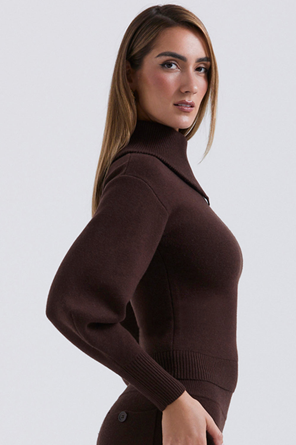 Chaveli - Luxueuze Chocolade Bruin Set Créme tweedelige set kwaliteitkleding vrouwenkleding model broek truii