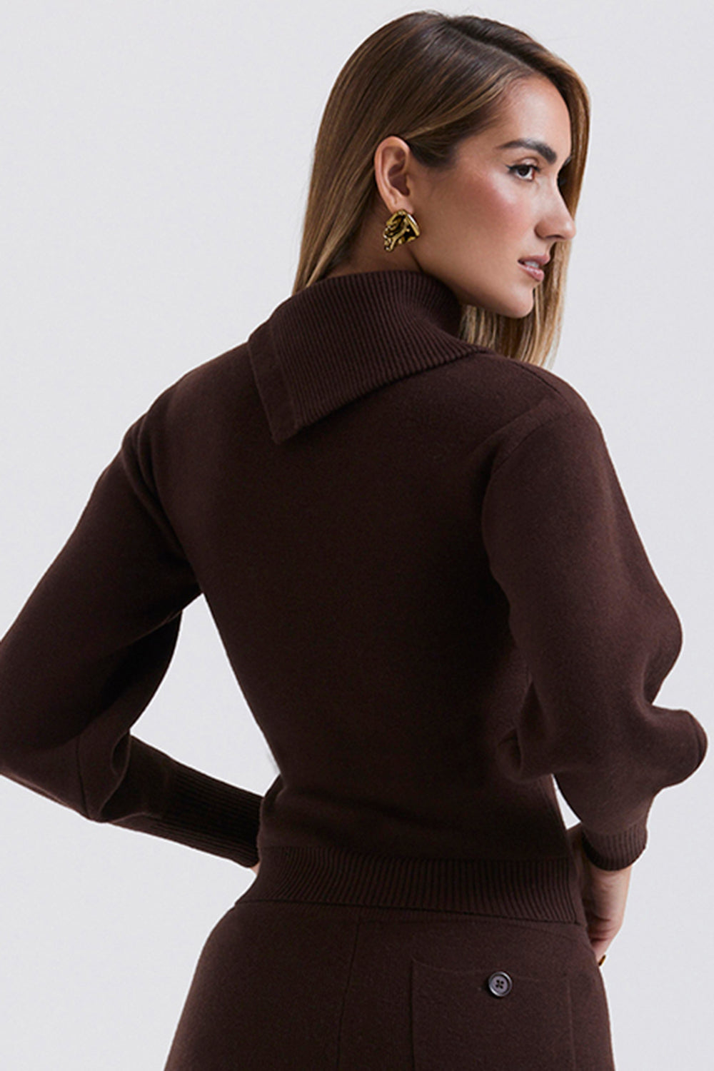 Chaveli - Luxueuze Chocolade Bruin Set Créme tweedelige set kwaliteitkleding vrouwenkleding model broek trui