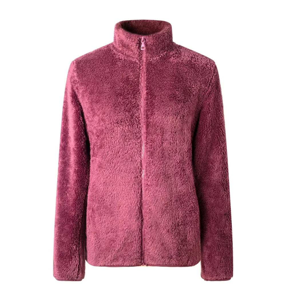 Zacht en Warm Jasje met Hoge Kraag en Ritssluiting, Fleece Vest Dames - Sara
