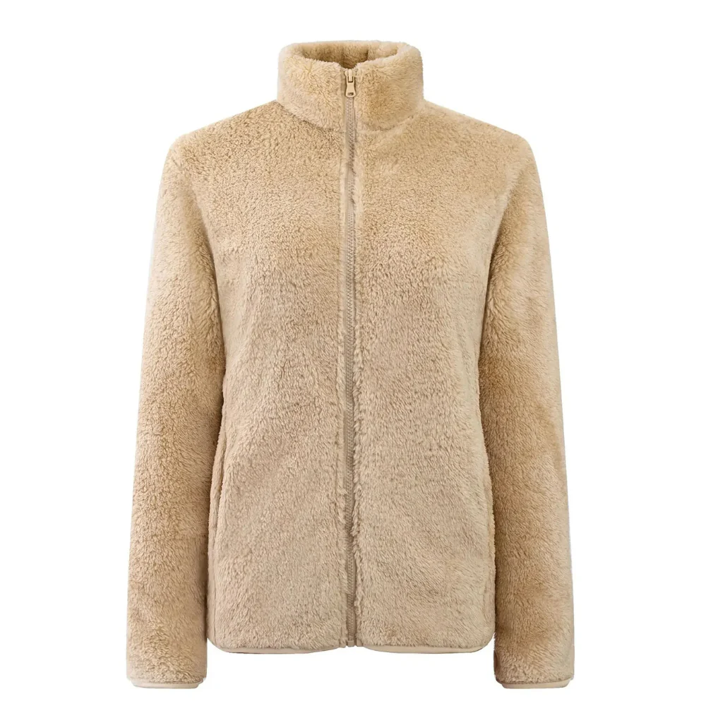 Zacht en Warm Jasje met Hoge Kraag en Ritssluiting, Fleece Vest Dames - Sara