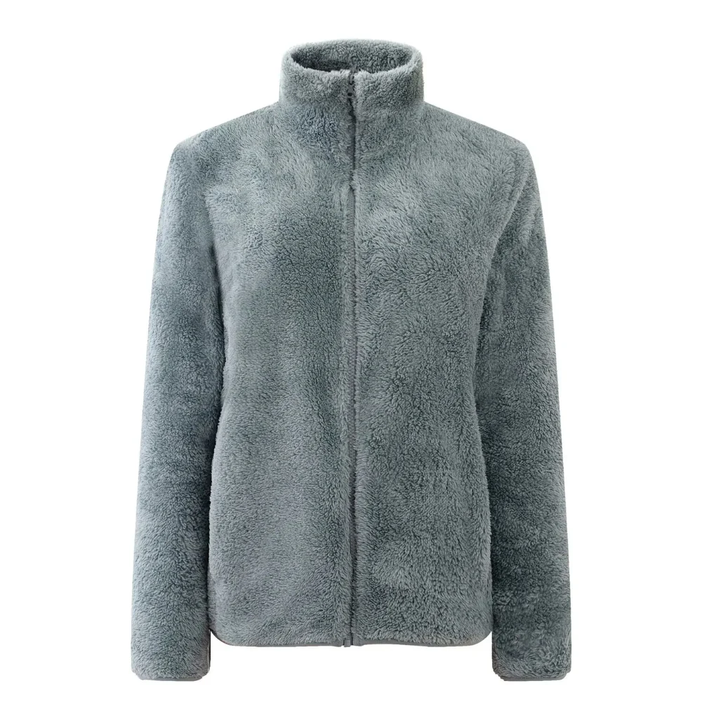 Zacht en Warm Jasje met Hoge Kraag en Ritssluiting, Fleece Vest Dames - Sara