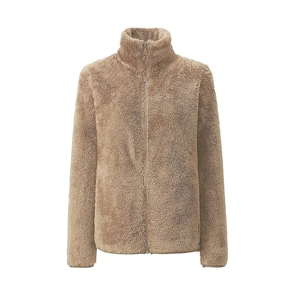 Zacht en Warm Jasje met Hoge Kraag en Ritssluiting, Fleece Vest Dames - Sara