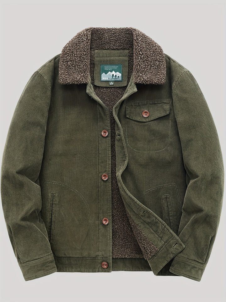 Luxe Corduroy Jas Met Fleece Voering Voor Heren - Gulian