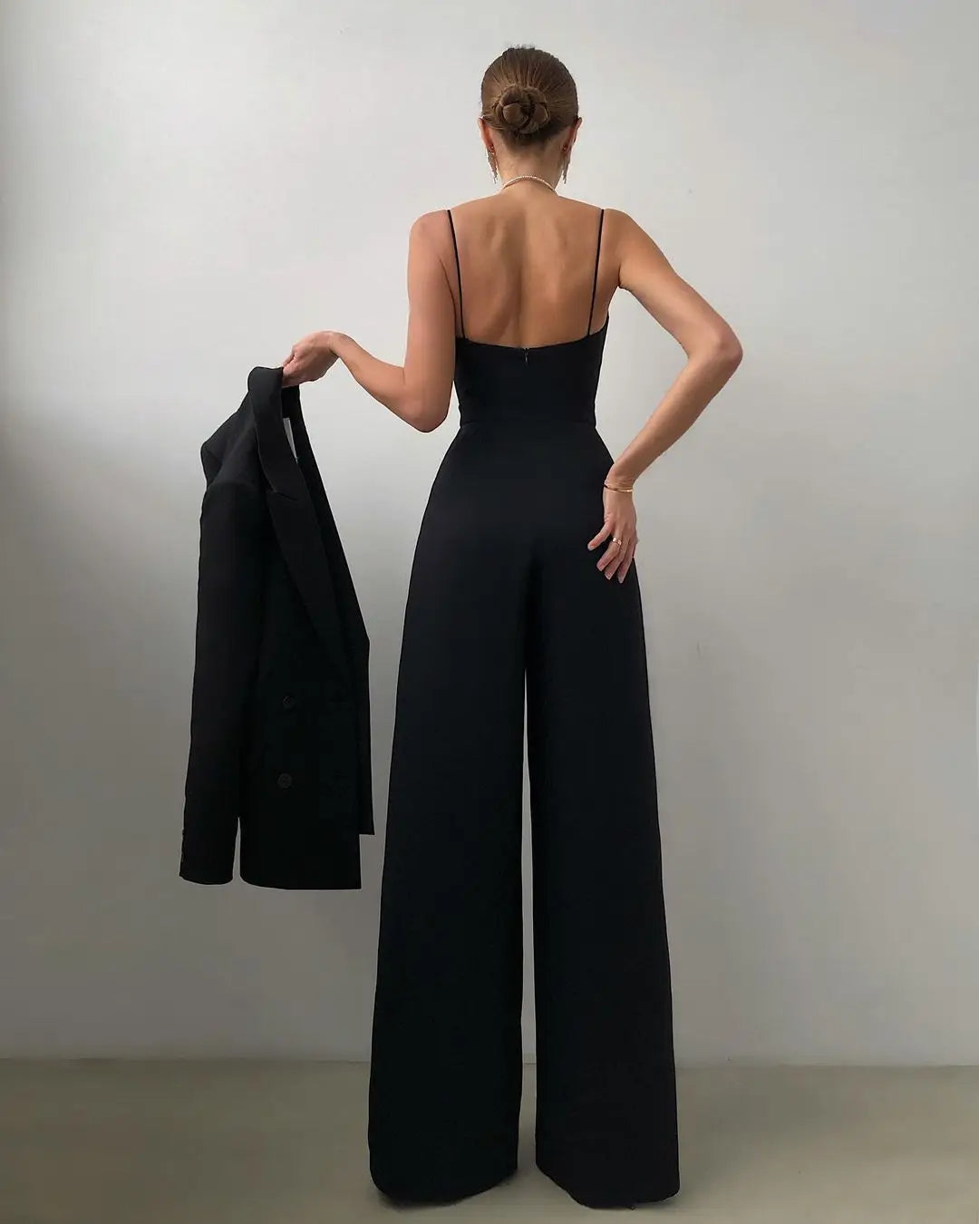 Mouwloze Jumpsuit met Hoge Taille en Wijde Pijpen Dames