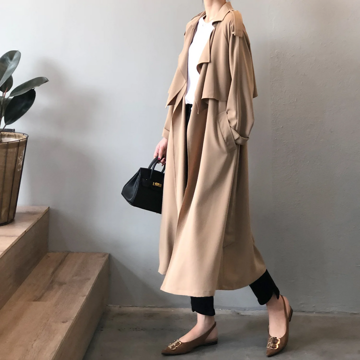 ORLANDO - Trenchcoat Open Voorkant Dames lange damesjas maxi jas chique elegant