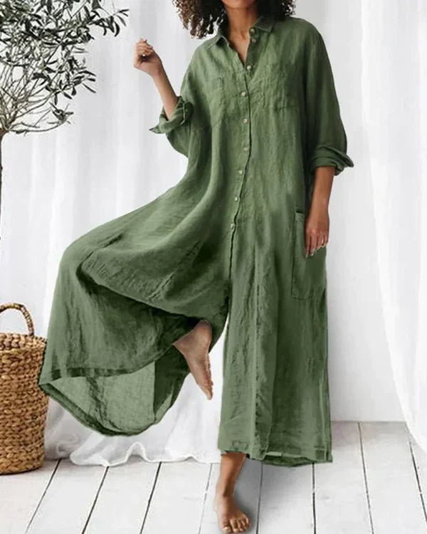 comfortabele linnen jumpsuit dames oversized elegant comfortabel zomer blouse vrouwen