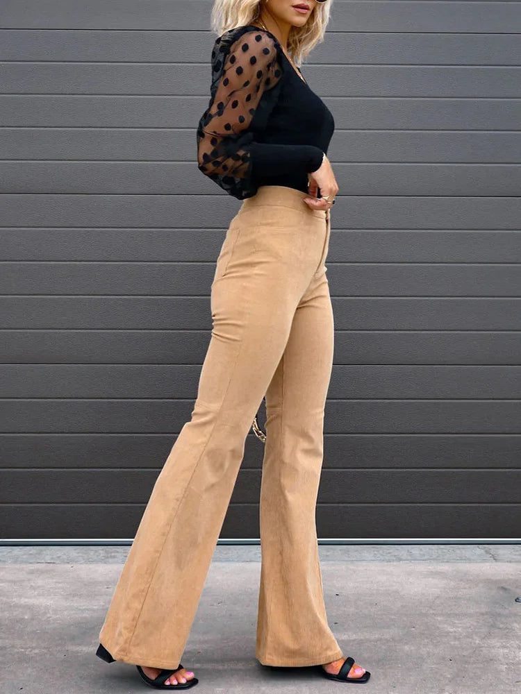 Trendy Corduroy Flare Broek Dames
