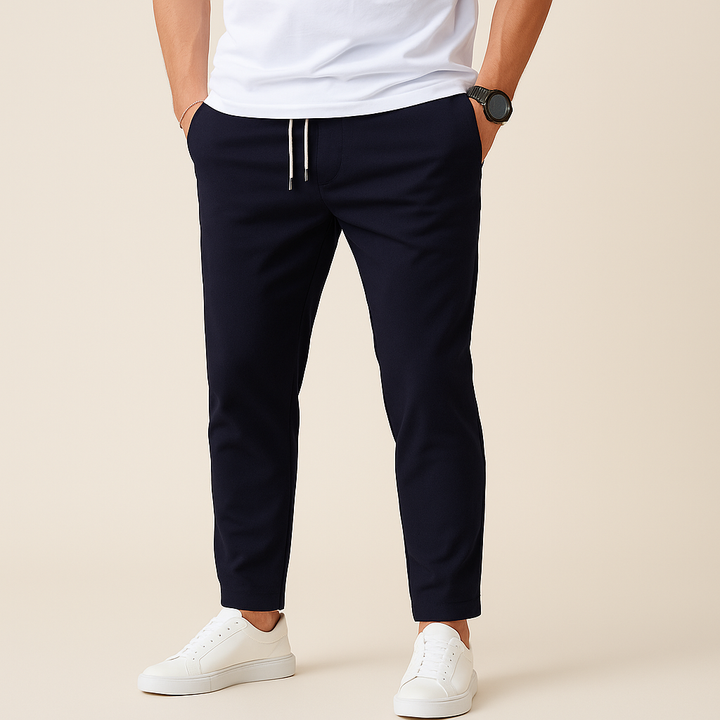 Heren slim fit trekkoordbroek