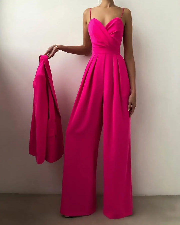 Mouwloze Jumpsuit met Hoge Taille en Wijde Pijpen Dames