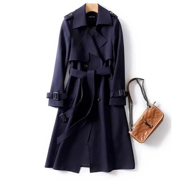 ORLANDO - Lange Classy Trenchcoat Dames damesjas knopen riemsluiting lang najaarsjas comfortabel tijdloos