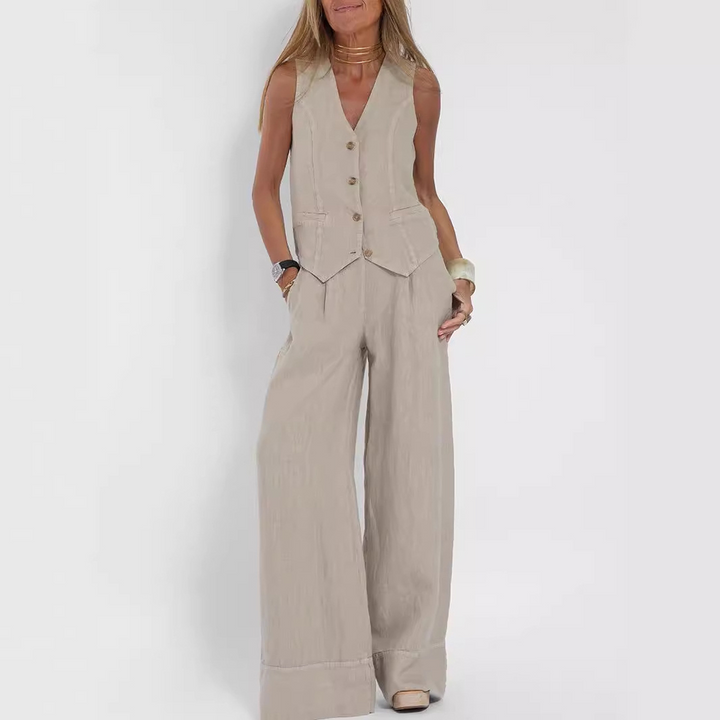 Mouwloos Linnen Pak met Broek voor Vrouwen