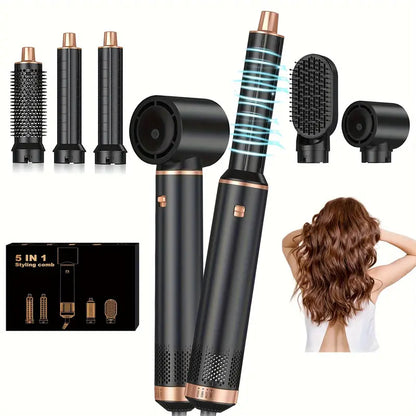 AugustaPro 5-in-1 Hot Air Styler - 800W Multifunctionele Föhnborstel met Verwisselbare Opzetstukken