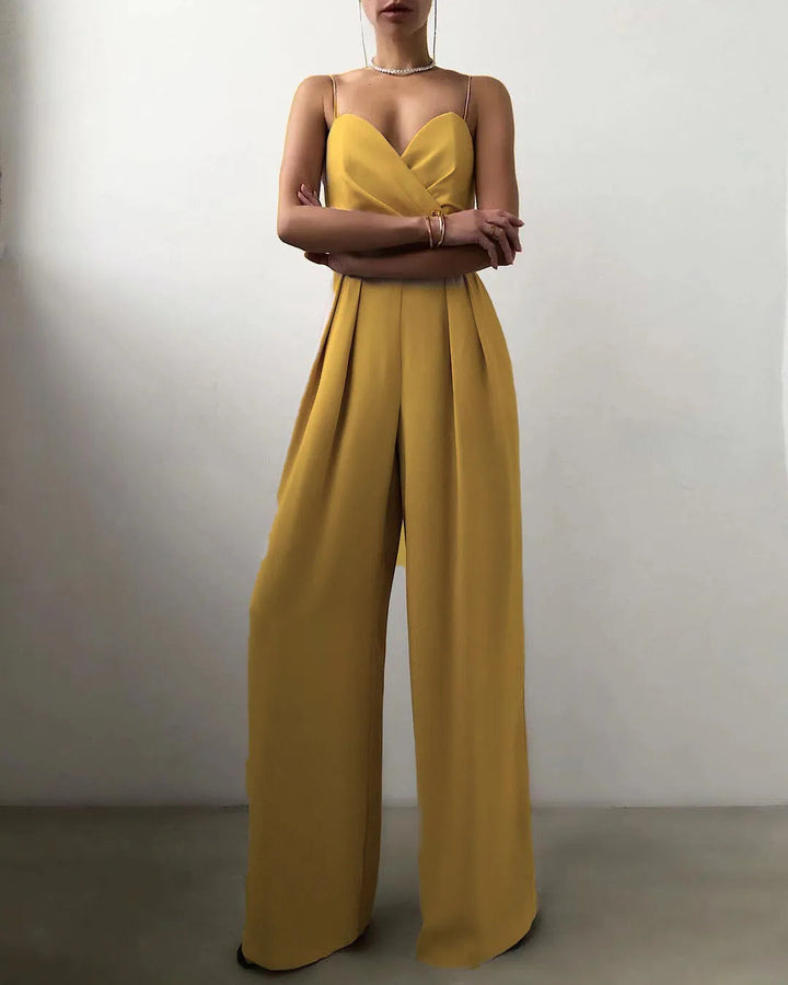 Mouwloze Jumpsuit met Hoge Taille en Wijde Pijpen Dames