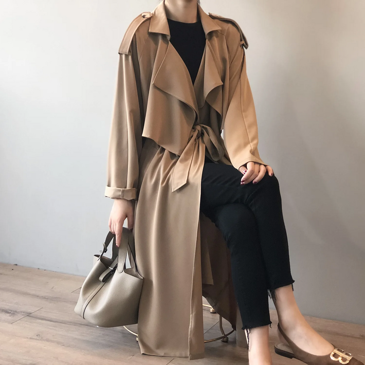 ORLANDO - Trenchcoat Open Voorkant Dames lange damesjas maxi jas chique elegant