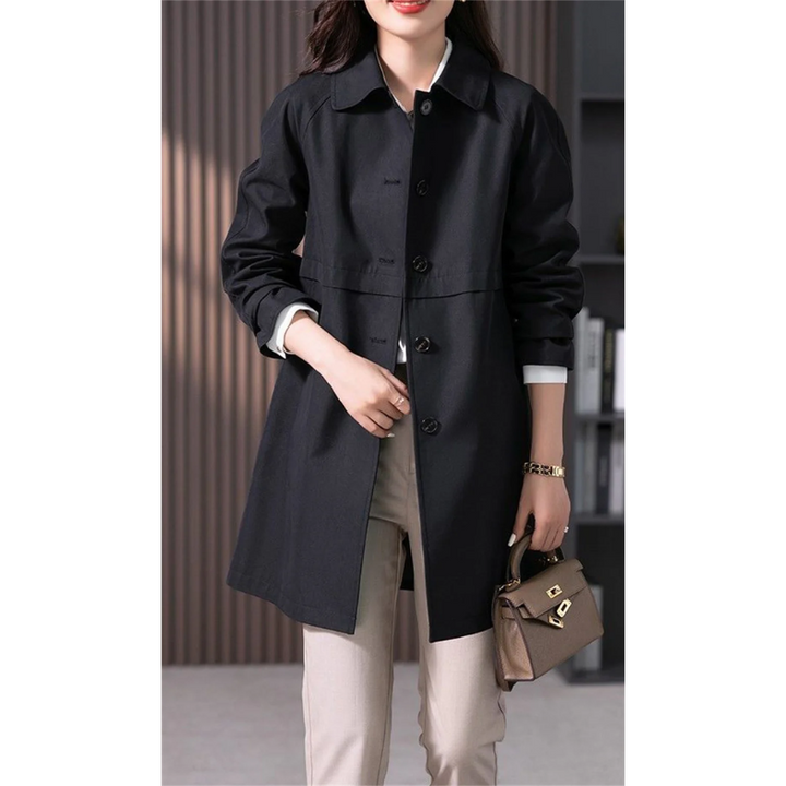 ORLANDO - Trendy Trenchcoat Jas Getailleerd Dames lange damesjas knopen kraag lange mouwen comfortabel chique