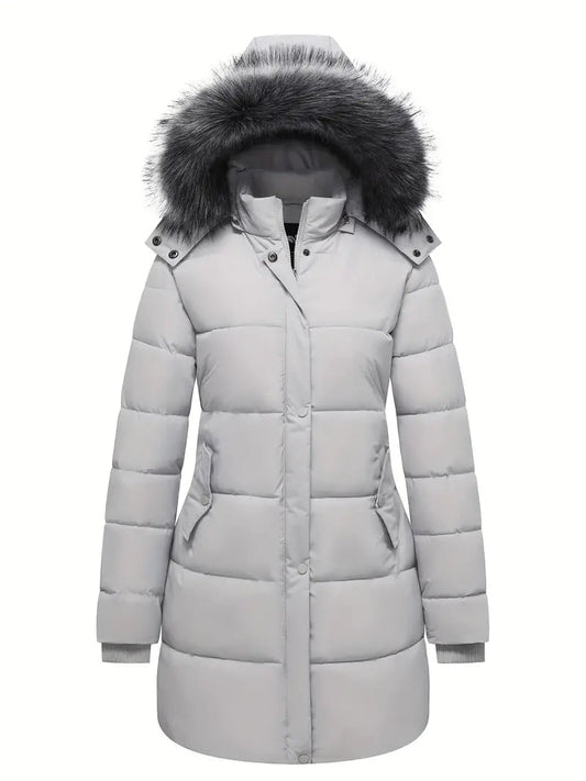 Puffer Winterjas Met Bont Capuchon Dames - Amira