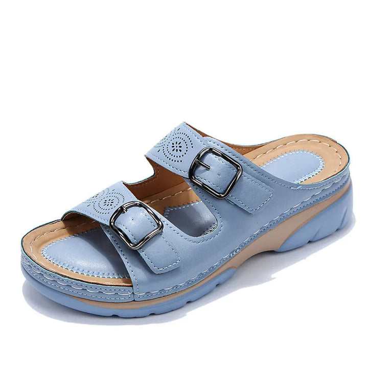 Selina – Wedge Sandalen met Dubbele Gesp