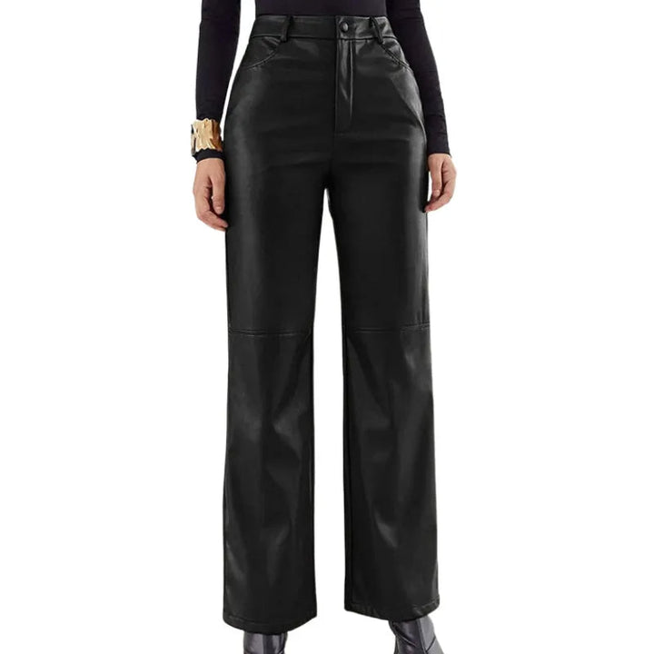 Hoge Taille Leren Broek voor Dames